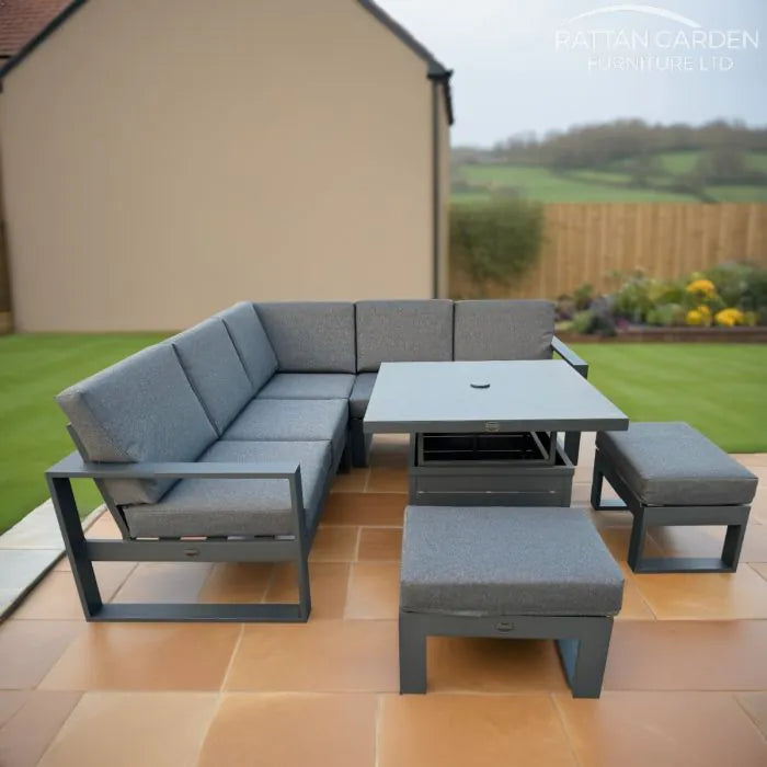 Zachary Luxury Corner Dining Set With Adjustable Table