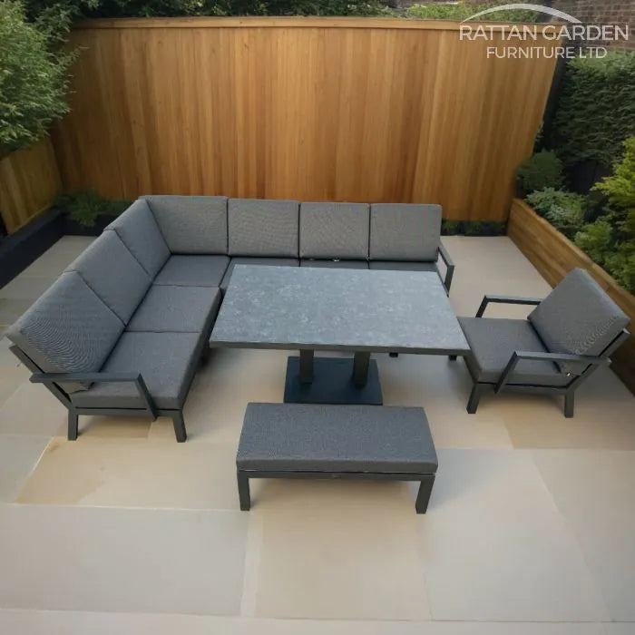 Aluminium Theodore Corner Sofa Set With Adjustable Table