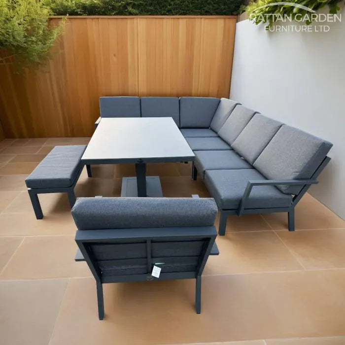 Aluminium Theodore Corner Sofa Set With Adjustable Table