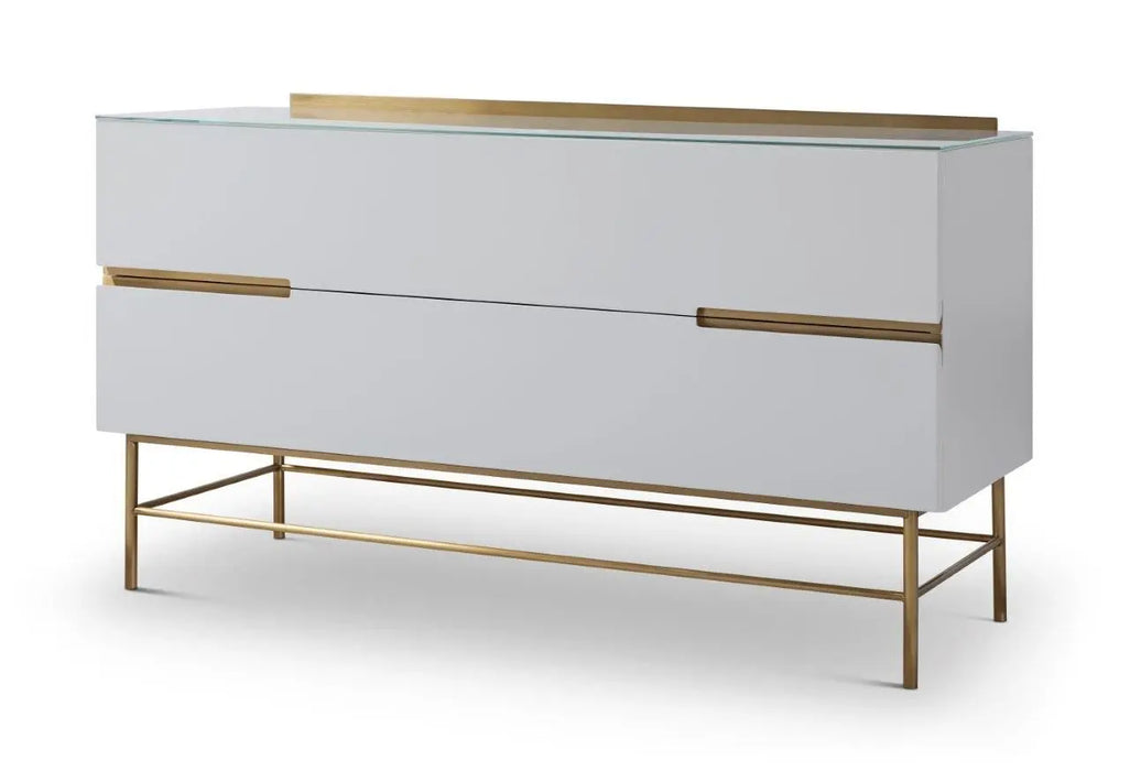 Alberto Wide Chests Of Two Drawer White Matt Lacquer-Cheshire Furniture Outlet