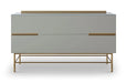 Alberto Two Drawer Low Sideboard With White & Brass Accent Sideboard-Cheshire Furniture Outlet