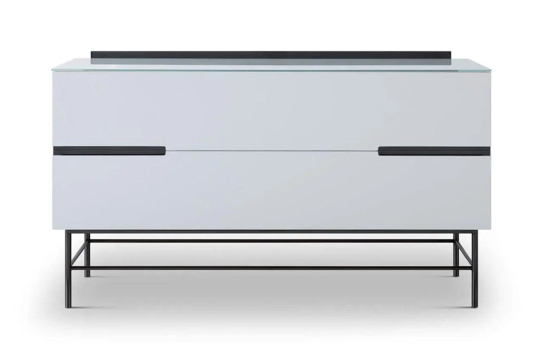 Alberto Two Drawer Low Sideboard With White & Brass Accent Sideboard-Cheshire Furniture Outlet