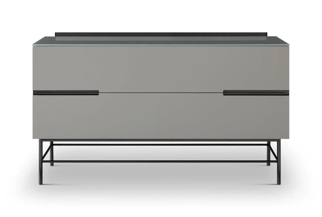 Alberto Two Drawer Low Sideboard With White & Brass Accent Sideboard-Cheshire Furniture Outlet