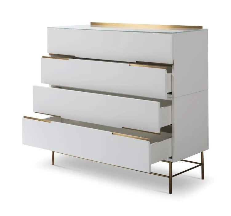 Alberto Wide Chests Of Six Drawer White Matt Lacquer-Cheshire Furniture Outlet