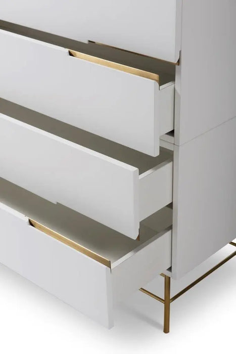 Alberto Wide Chests Of Six Drawer White Matt Lacquer-Cheshire Furniture Outlet