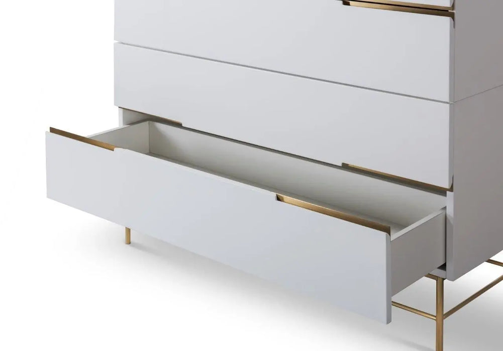 Alberto Wide Chests Of Six Drawer White Matt Lacquer-Cheshire Furniture Outlet