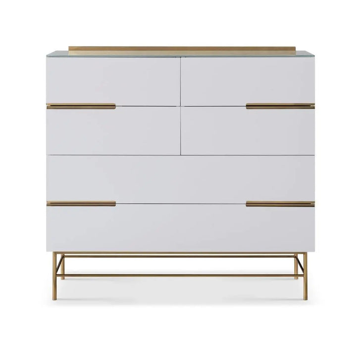 Alberto Wide Chests Of Six Drawer White Matt Lacquer-Cheshire Furniture Outlet