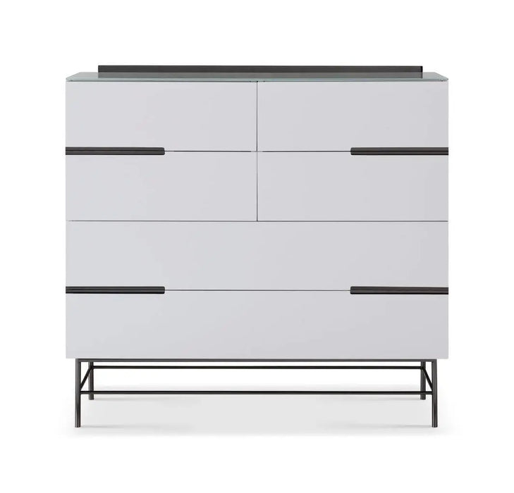 Alberto Wide Chests Of Six Drawer White Matt Lacquer-Cheshire Furniture Outlet