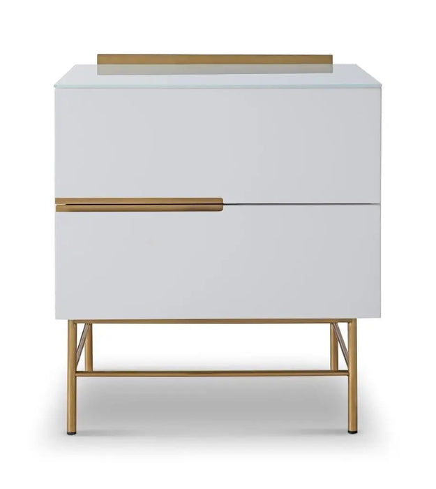 Alberto Narrow Chests Of Two Drawer White Matt Lacquer-Cheshire Furniture Outlet