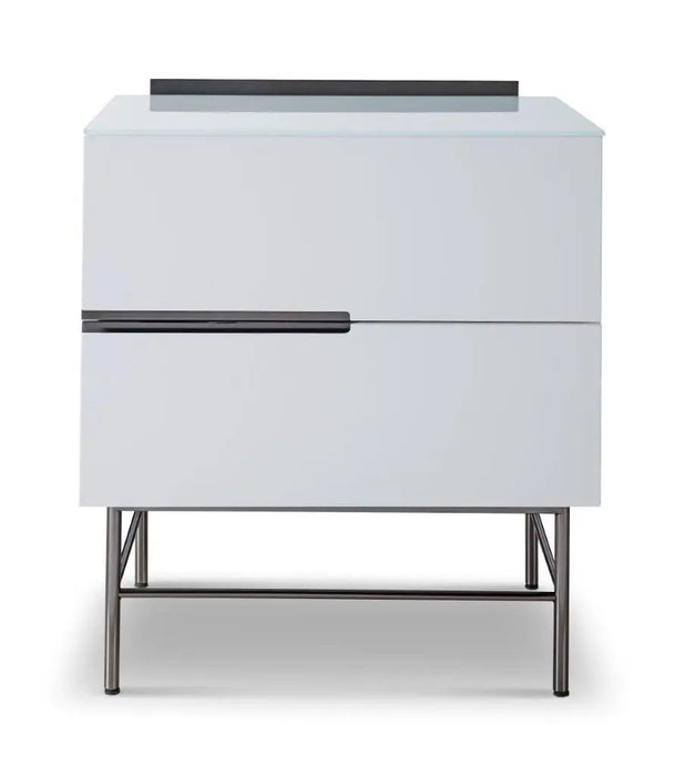Alberto Narrow Chests Of Two Drawer White Matt Lacquer-Cheshire Furniture Outlet