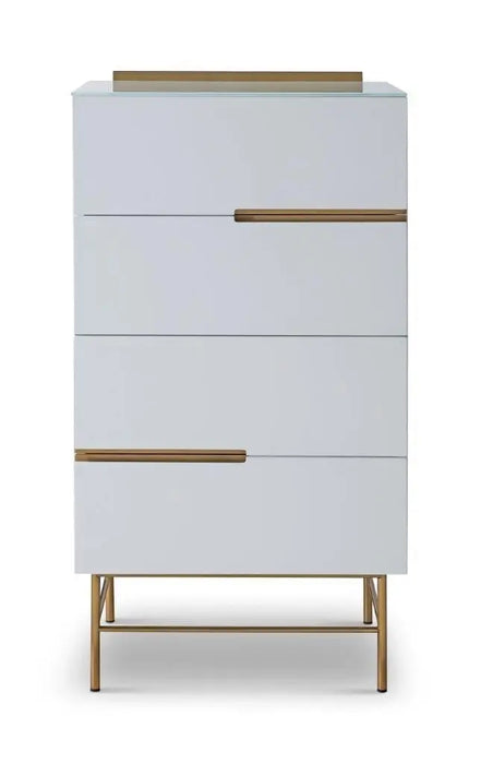 Alberto Narrow Chests Of Four Drawer White Matt Lacquer-Cheshire Furniture Outlet