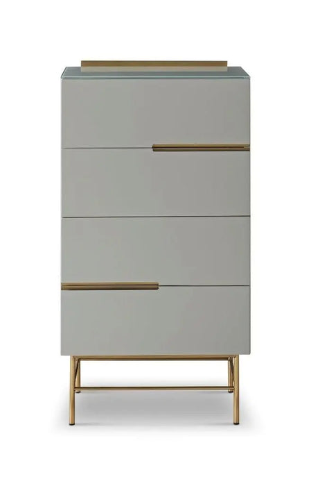 Alberto Narrow Chests Of Four Drawer White Matt Lacquer-Cheshire Furniture Outlet