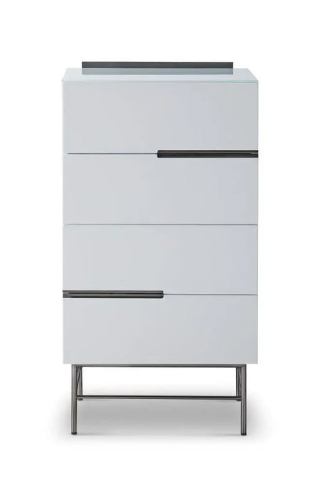 Alberto Narrow Chests Of Four Drawer White Matt Lacquer-Cheshire Furniture Outlet