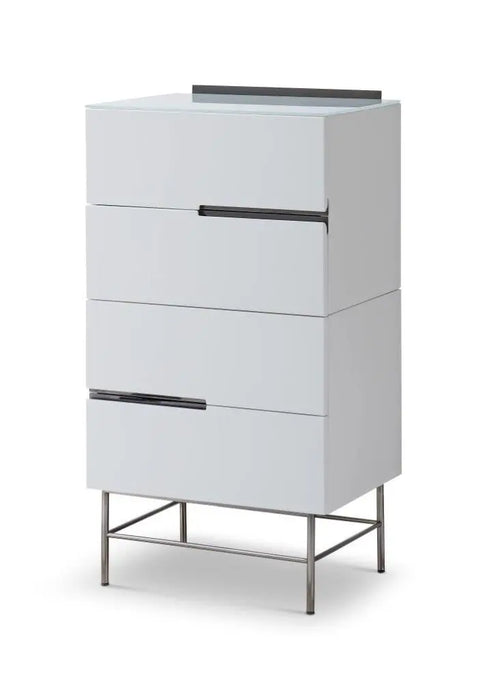 Alberto Narrow Chests Of Four Drawer White Matt Lacquer-Cheshire Furniture Outlet