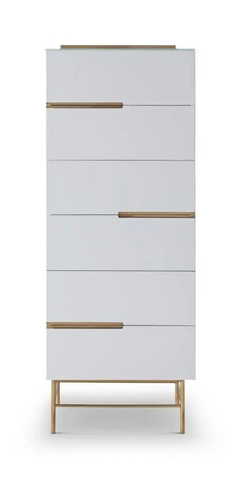 Alberto Narrow Chests Of Six Drawer White Matt Lacquer-Cheshire Furniture Outlet