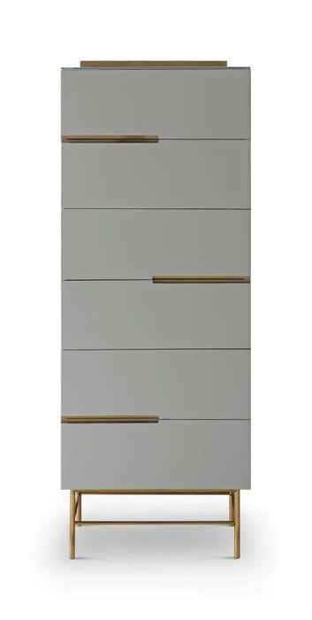 Alberto Narrow Chests Of Six Drawer White Matt Lacquer-Cheshire Furniture Outlet