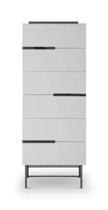 Alberto Narrow Chests Of Six Drawer White Matt Lacquer-Cheshire Furniture Outlet