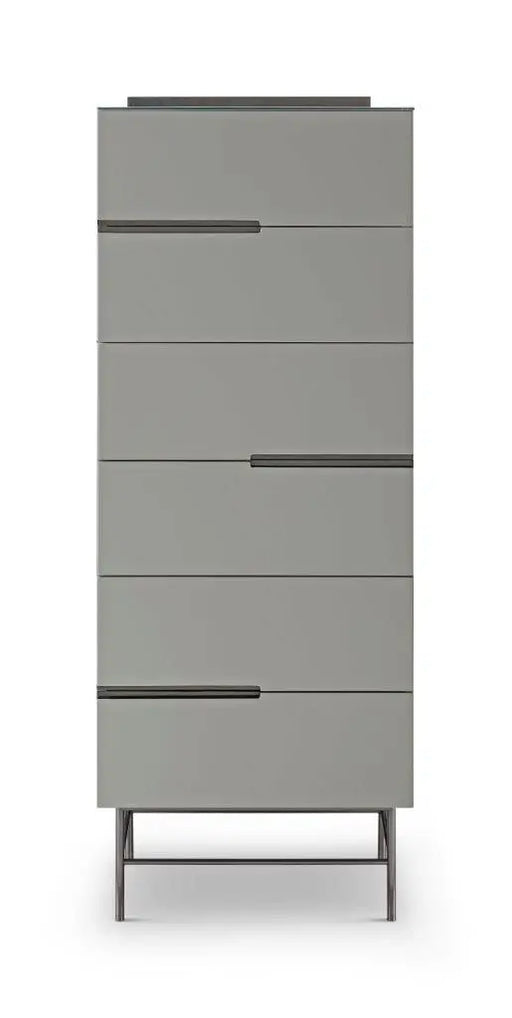 Alberto Narrow Chests Of Six Drawer White Matt Lacquer-Cheshire Furniture Outlet