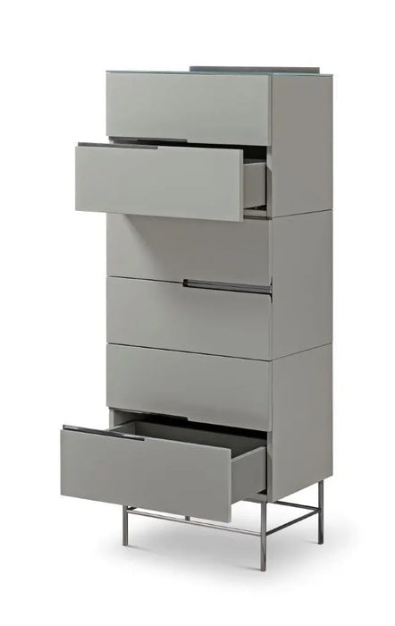 Alberto Narrow Chests Of Six Drawer White Matt Lacquer-Cheshire Furniture Outlet