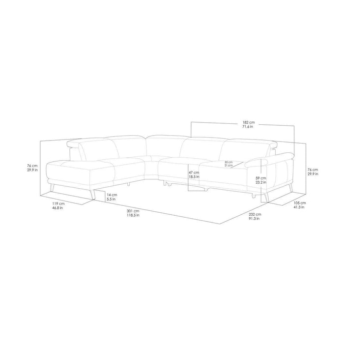 SlateLux Power Reclining Leather Sectional Sofa-Cheshire Furniture Outlet
