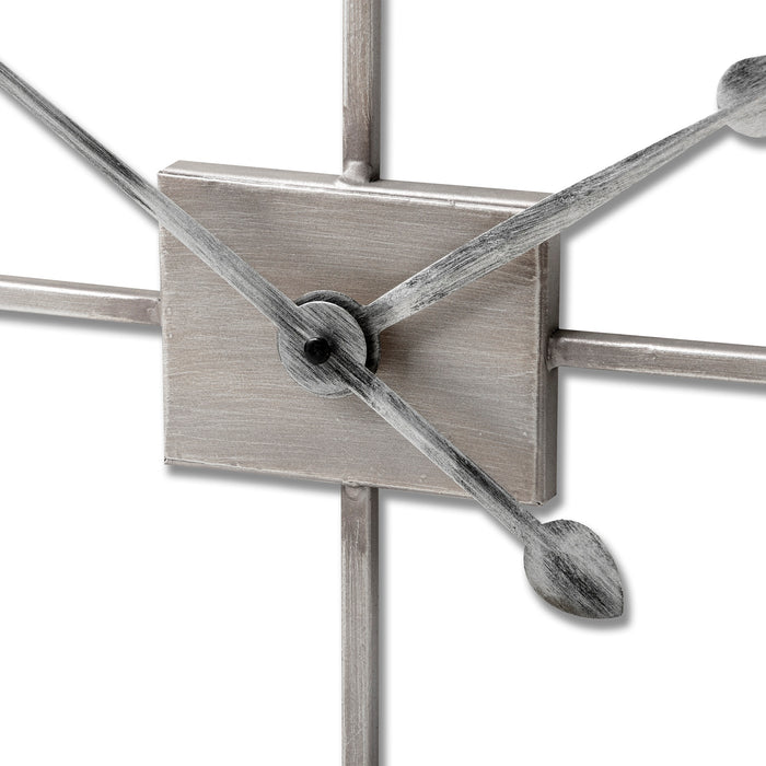 Silver Rectangular Skeleton Wall Clock-Cheshire Furniture Outlet