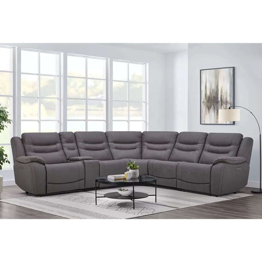 Silver Fabric Elegance Power Reclining Sofa-Cheshire Furniture Outlet