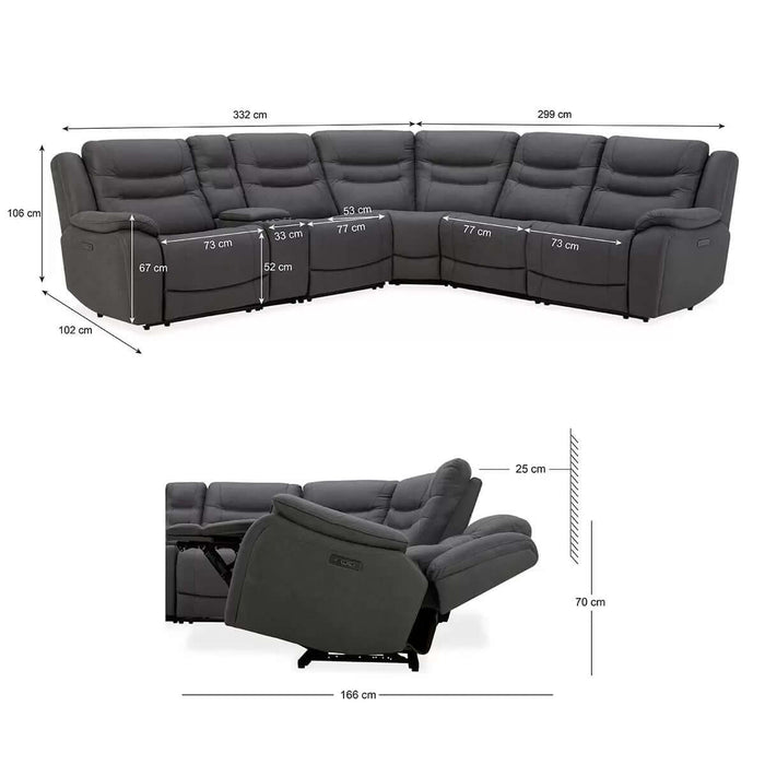 Silver Fabric Elegance Power Reclining Sofa-Cheshire Furniture Outlet