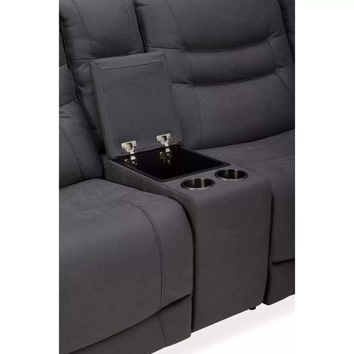 Silver Fabric Elegance Power Reclining Sofa-Cheshire Furniture Outlet