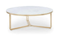 Finn Large Circular Coffee Table with Marble Top & Polished Frame-Cheshire Furniture Outlet