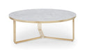 Finn Large Circular Coffee Table with Marble Top & Polished Frame-Cheshire Furniture Outlet