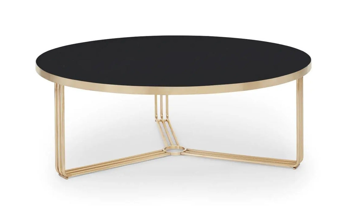Finn Large Circular Coffee Table with Marble Top & Polished Frame-Cheshire Furniture Outlet