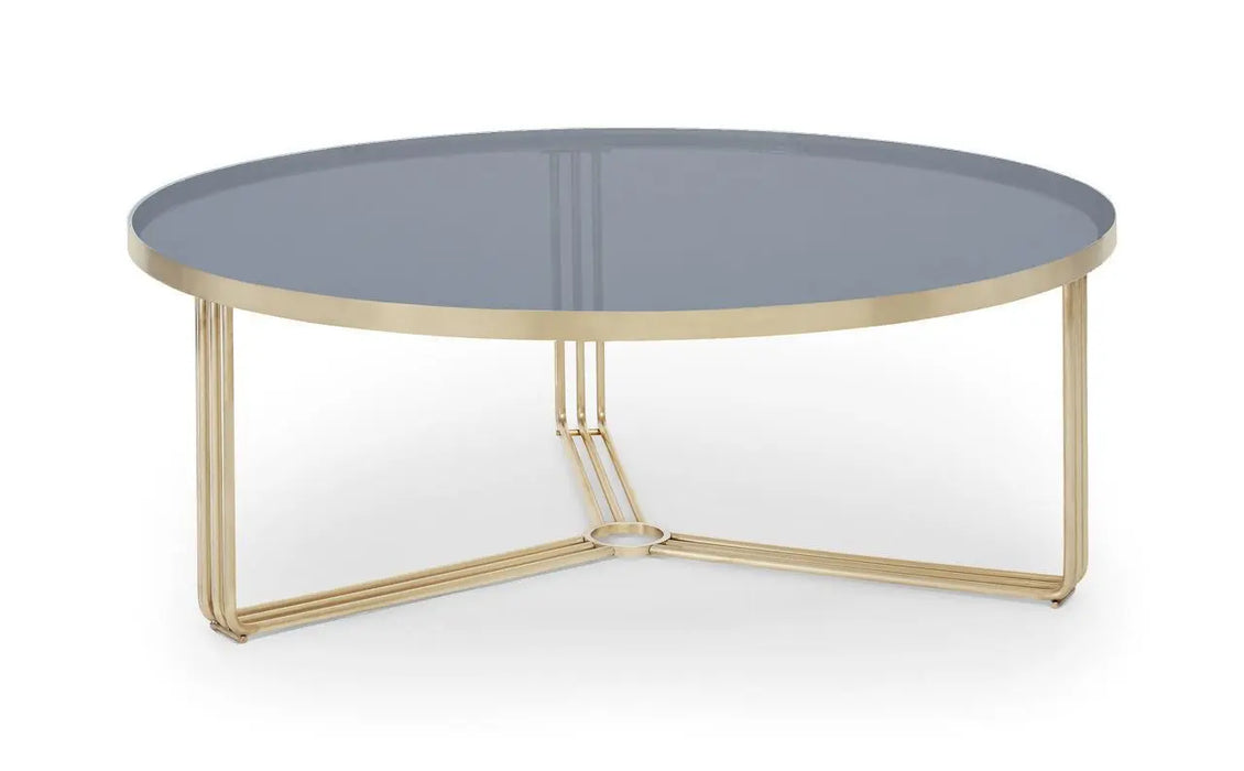 Finn Large Circular Coffee Table with Marble Top & Polished Frame-Cheshire Furniture Outlet