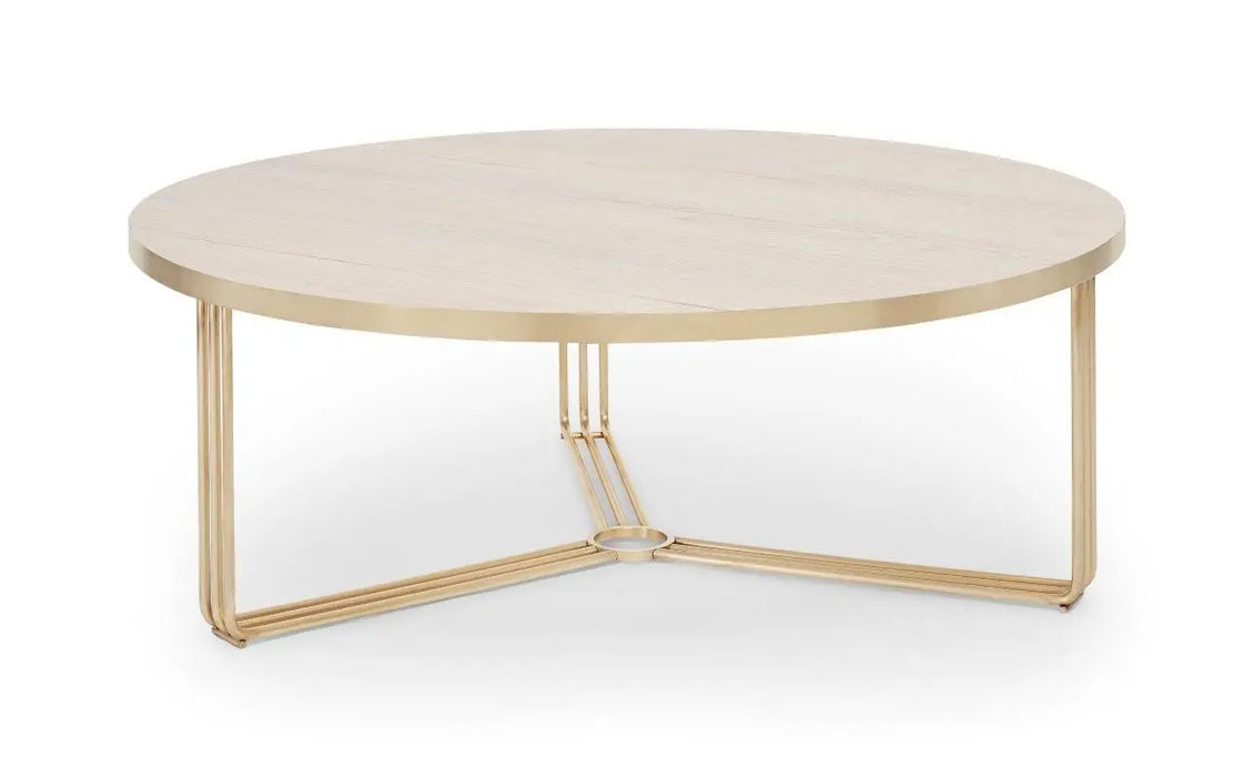 Finn Large Circular Coffee Table with Marble Top & Polished Frame-Cheshire Furniture Outlet