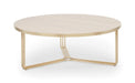 Finn Large Circular Coffee Table with Marble Top & Polished Frame-Cheshire Furniture Outlet