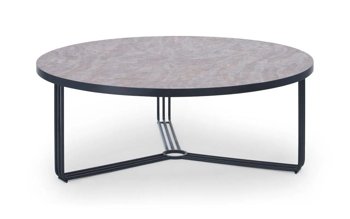 Finn Large Circular Coffee Table with Marble Top & Polished Frame-Cheshire Furniture Outlet
