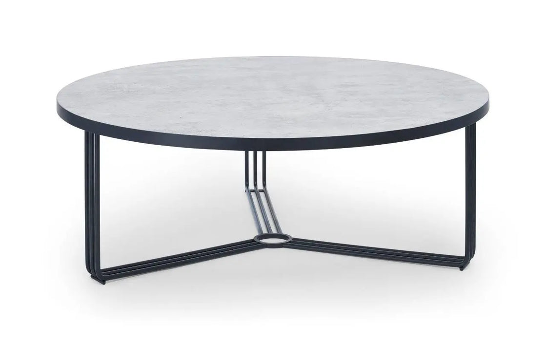 Finn Large Circular Coffee Table with Marble Top & Polished Frame-Cheshire Furniture Outlet