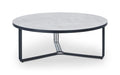 Finn Large Circular Coffee Table with Marble Top & Polished Frame-Cheshire Furniture Outlet