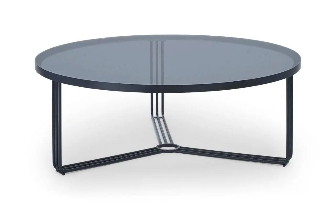 Finn Large Circular Coffee Table with Marble Top & Polished Frame-Cheshire Furniture Outlet