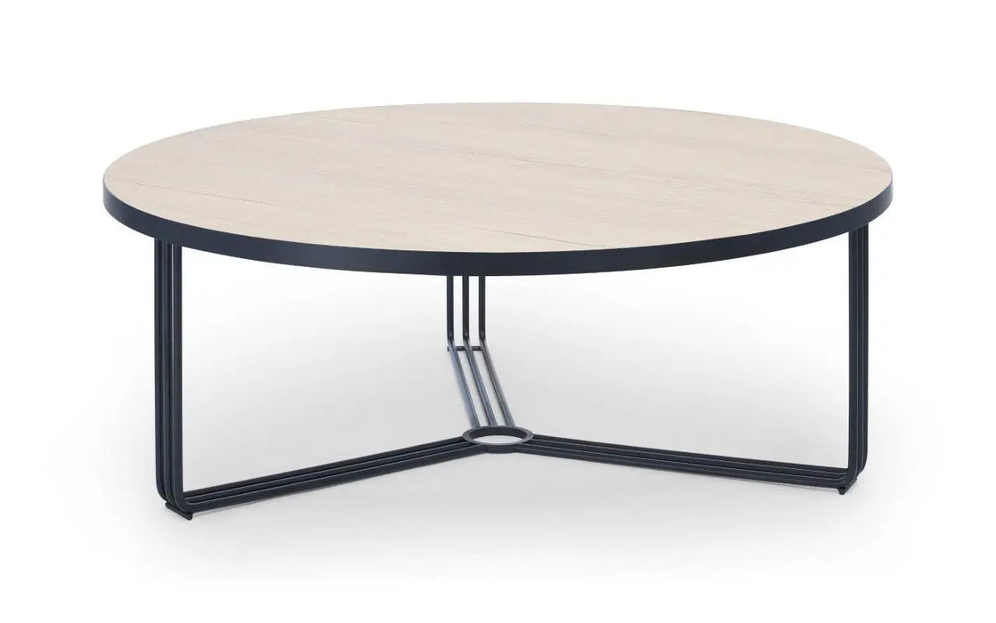 Finn Large Circular Coffee Table with Marble Top & Polished Frame-Cheshire Furniture Outlet