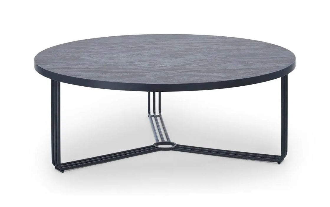 Finn Large Circular Coffee Table with Marble Top & Polished Frame-Cheshire Furniture Outlet