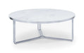Finn Large Circular Coffee Table with Marble Top & Polished Frame-Cheshire Furniture Outlet