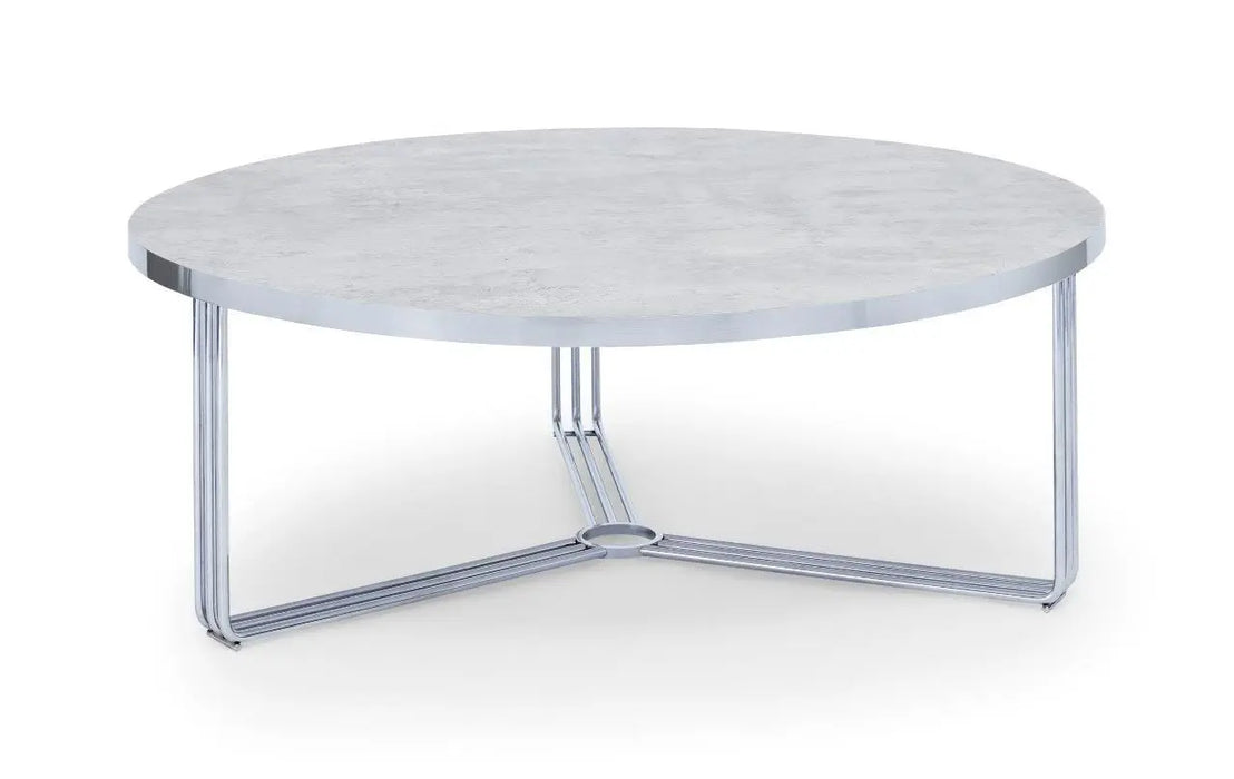 Finn Large Circular Coffee Table with Marble Top & Polished Frame-Cheshire Furniture Outlet