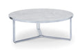 Finn Large Circular Coffee Table with Marble Top & Polished Frame-Cheshire Furniture Outlet