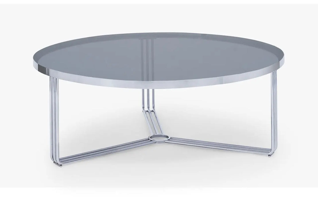 Finn Large Circular Coffee Table with Marble Top & Polished Frame-Cheshire Furniture Outlet