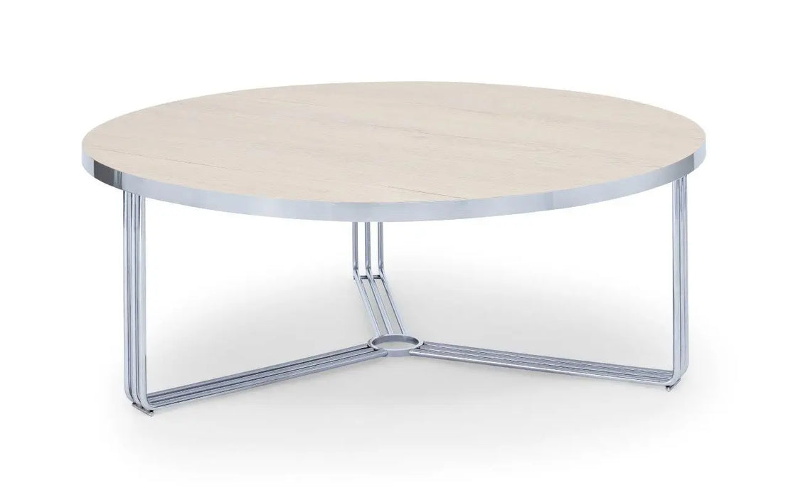 Finn Large Circular Coffee Table with Marble Top & Polished Frame-Cheshire Furniture Outlet