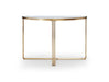 White Marble Top & Polished Chrome Frame Demi Lune Console Table-Cheshire Furniture Outlet