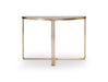 White Marble Top & Polished Chrome Frame Demi Lune Console Table-Cheshire Furniture Outlet