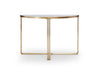 White Marble Top & Polished Chrome Frame Demi Lune Console Table-Cheshire Furniture Outlet