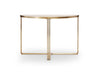 White Marble Top & Polished Chrome Frame Demi Lune Console Table-Cheshire Furniture Outlet