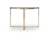 White Marble Top & Polished Chrome Frame Demi Lune Console Table-Cheshire Furniture Outlet